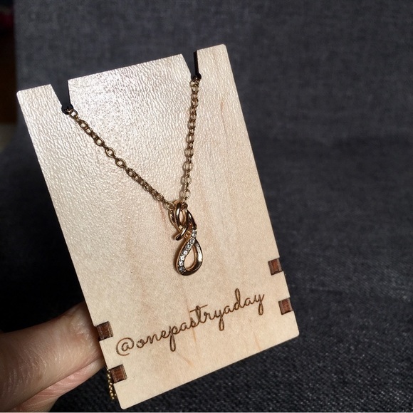 Jewelry - Infinity Sign Rhinestone Pendant Fashion Necklace, Gold, 18 inches